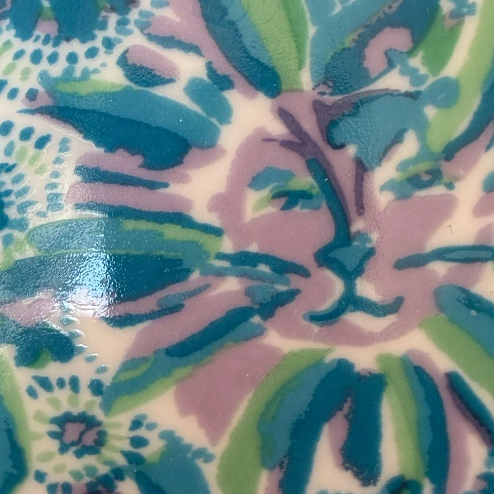 LILLY PULITZER Floral Ceramic Mug with Hidden Cat/Lion Design
